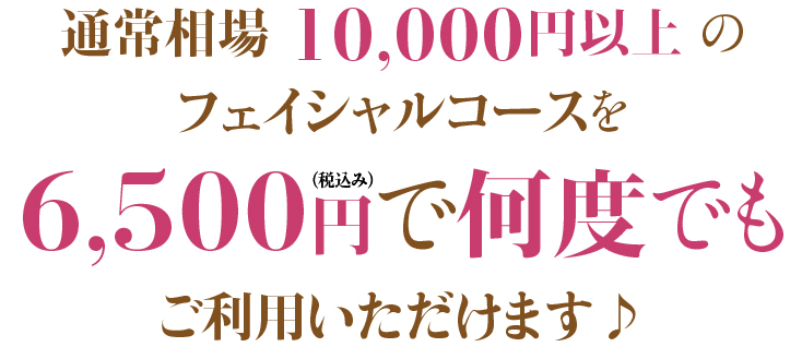 通常相場の1/2の価格でフェイシャルエステを受けられます