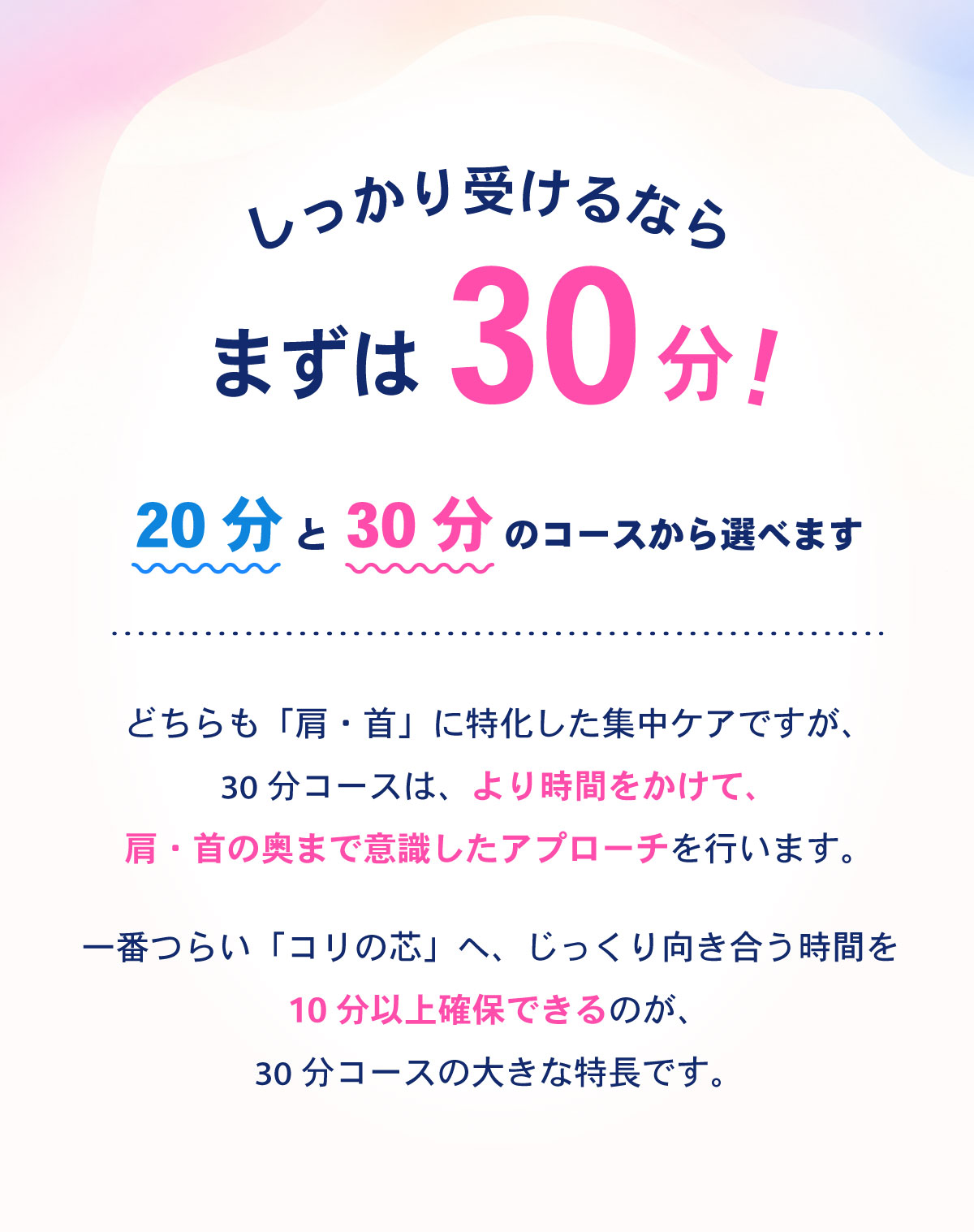 しっかり受けるならまずは30分コース