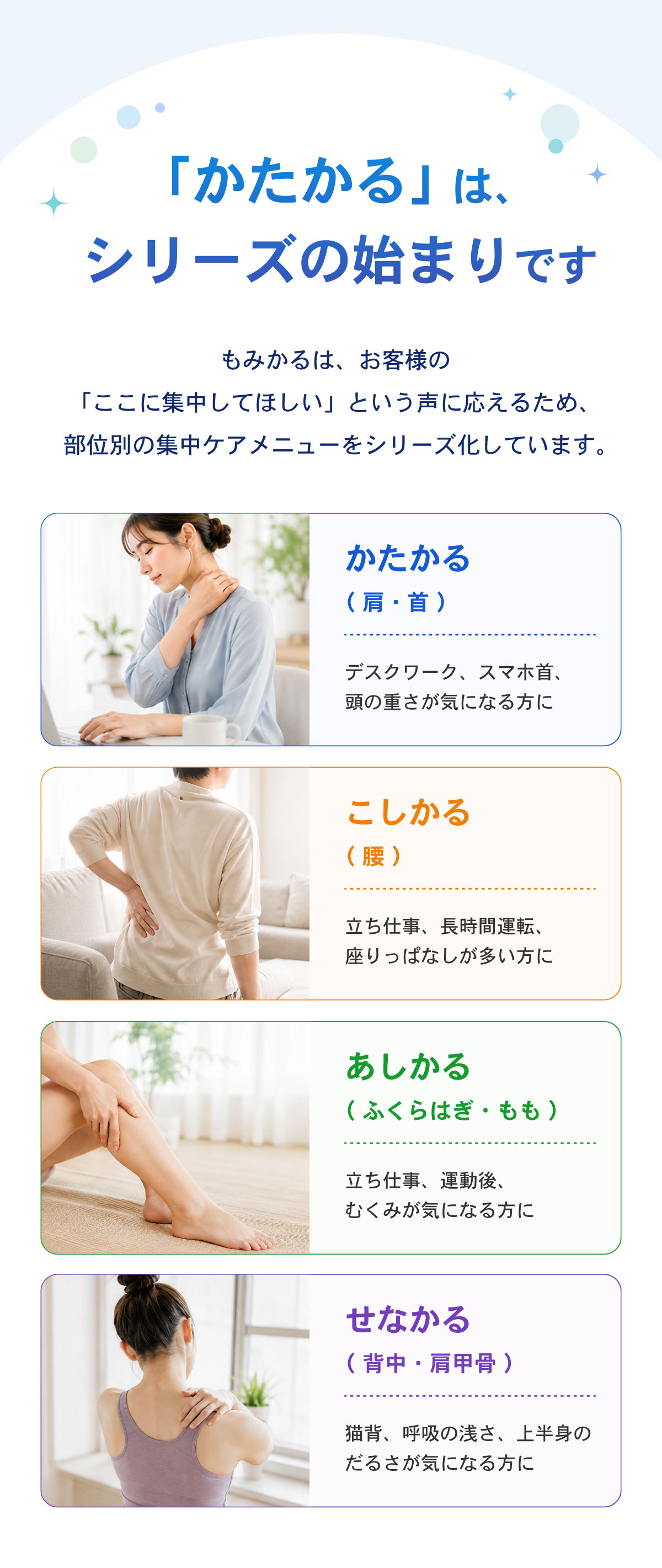 部位別集中メニューシリーズの紹介