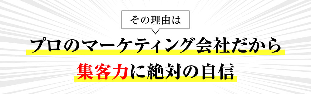 プロのマーケティング会社だから集客力に絶対の自信